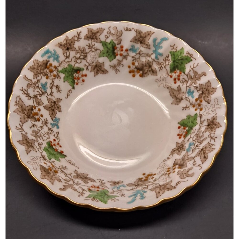 Rare Vintage Arbor by Minton Scalloped Berry Bowl with Gold Trim